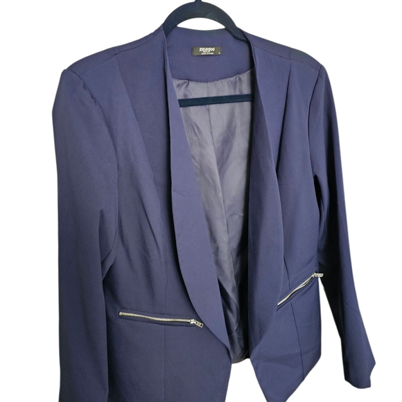 Zeagoo Women's Dark Blue Blazer Jacket - Picture 2 of 4